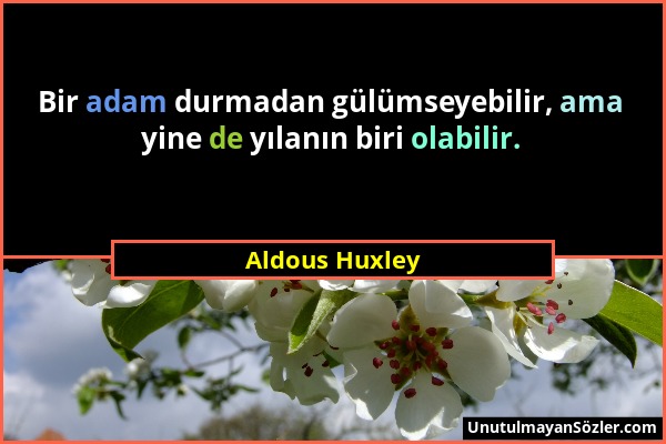 Aldous Huxley - Bir adam durmadan gülümseyebilir, ama yine de yılanın biri olabilir....