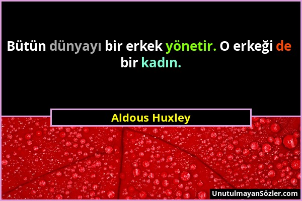 Aldous Huxley - Bütün dünyayı bir erkek yönetir. O erkeği de bir kadın....