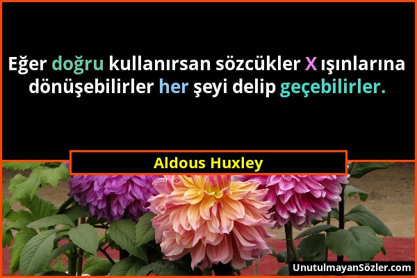 Aldous Huxley - Eğer doğru kullanırsan sözcükler X ışınlarına dönüşebilirler her şeyi delip geçebilirler....