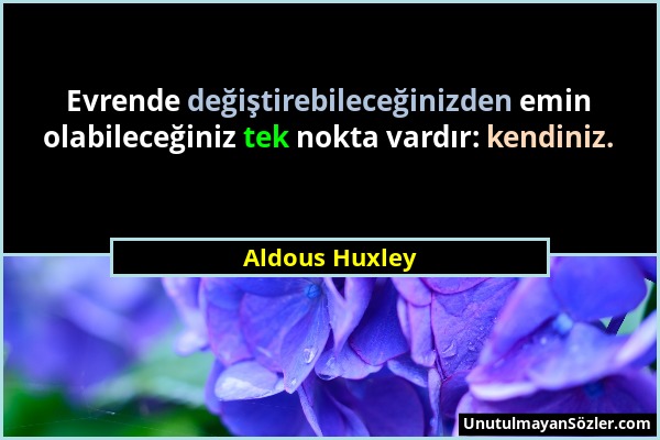 Aldous Huxley - Evrende değiştirebileceğinizden emin olabileceğiniz tek nokta vardır: kendiniz....