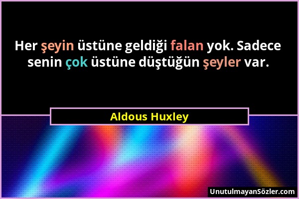 Aldous Huxley - Her şeyin üstüne geldiği falan yok. Sadece senin çok üstüne düştüğün şeyler var....