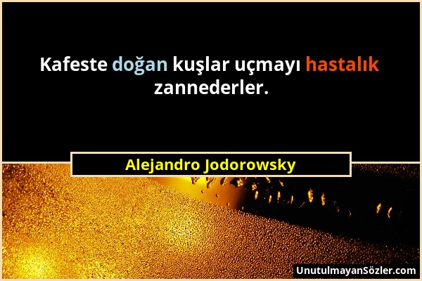 Alejandro Jodorowsky - Kafeste doğan kuşlar uçmayı hastalık zannederler....