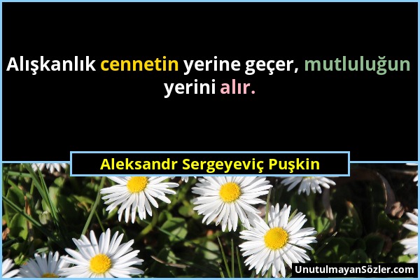 Aleksandr Sergeyeviç Puşkin - Alışkanlık cennetin yerine geçer, mutluluğun yerini alır....