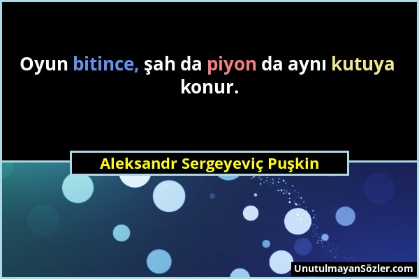 Aleksandr Sergeyeviç Puşkin - Oyun bitince, şah da piyon da aynı kutuya konur....