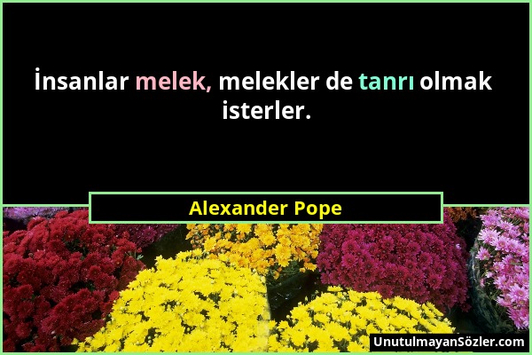 Alexander Pope - İnsanlar melek, melekler de tanrı olmak isterler....