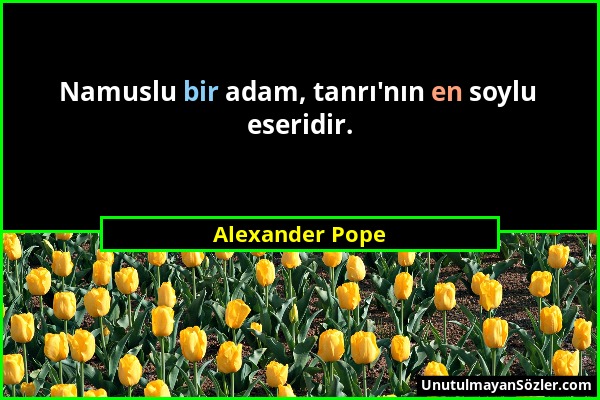 Alexander Pope - Namuslu bir adam, tanrı'nın en soylu eseridir....