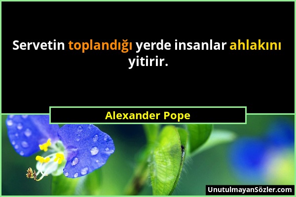 Alexander Pope - Servetin toplandığı yerde insanlar ahlakını yitirir....