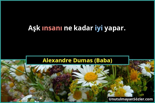 Alexandre Dumas (Baba) - Aşk ınsanı ne kadar iyi yapar....