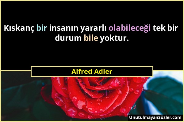 Alfred Adler - Kıskanç bir insanın yararlı olabileceği tek bir durum bile yoktur....