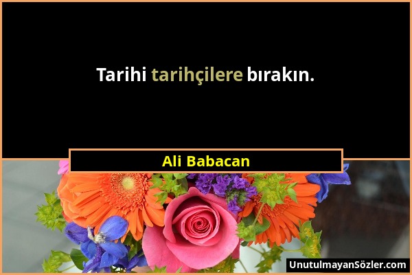 Ali Babacan - Tarihi tarihçilere bırakın....