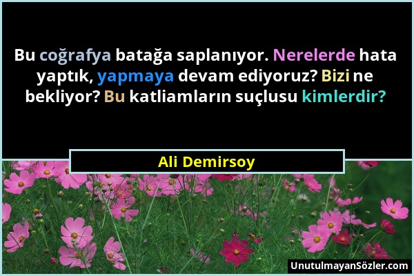 Ali Demirsoy - Bu coğrafya batağa saplanıyor. Nerelerde hata yaptık, yapmaya devam ediyoruz? Bizi ne bekliyor? Bu katliamların suçlusu kimlerdir?...