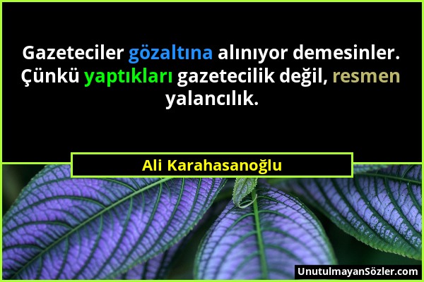 Ali Karahasanoğlu - Gazeteciler gözaltına alınıyor demesinler. Çünkü yaptıkları gazetecilik değil, resmen yalancılık....