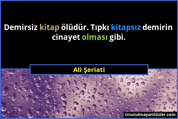 Ali Şeriati - Demirsiz kitap ölüdür. Tıpkı kitapsız demirin cinayet olması gibi....