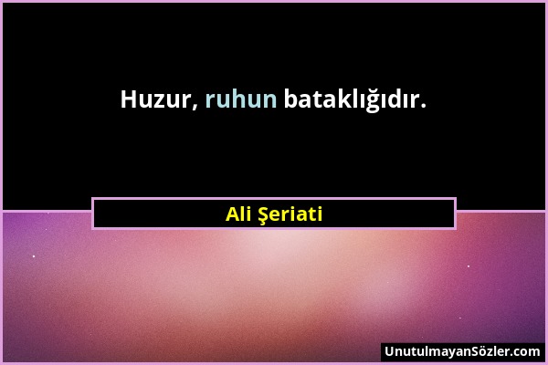 Ali Şeriati - Huzur, ruhun bataklığıdır....