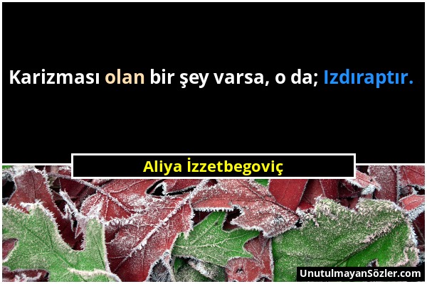 Aliya İzzetbegoviç - Karizması olan bir şey varsa, o da; Izdıraptır....