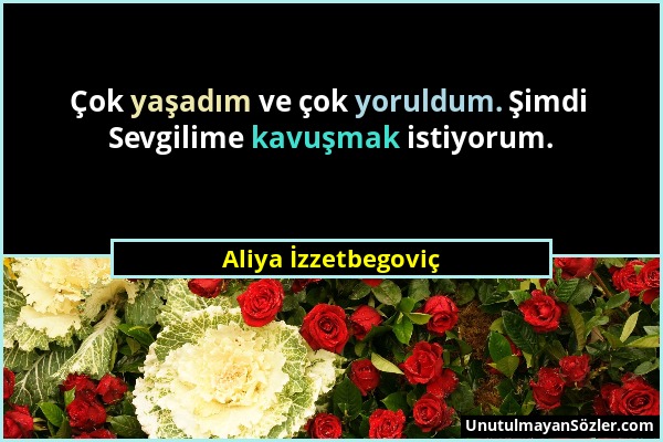 Aliya İzzetbegoviç - Çok yaşadım ve çok yoruldum. Şimdi Sevgilime kavuşmak istiyorum....