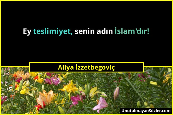 Aliya İzzetbegoviç - Ey teslimiyet, senin adın İslam'dır!...