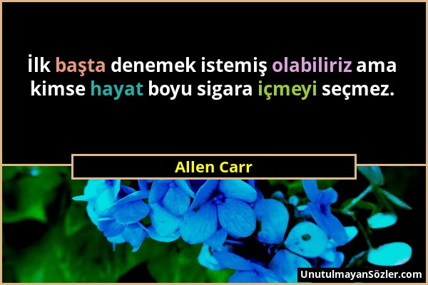 Allen Carr - İlk başta denemek istemiş olabiliriz ama kimse hayat boyu sigara içmeyi seçmez....