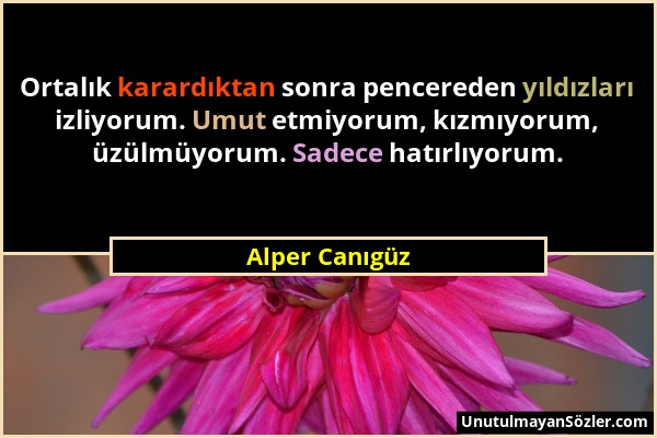 Alper Canıgüz - Ortalık karardıktan sonra pencereden yıldızları izliyorum. Umut etmiyorum, kızmıyorum, üzülmüyorum. Sadece hatırlıyorum....