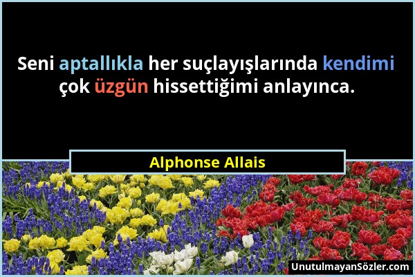 Alphonse Allais - Seni aptallıkla her suçlayışlarında kendimi çok üzgün hissettiğimi anlayınca....
