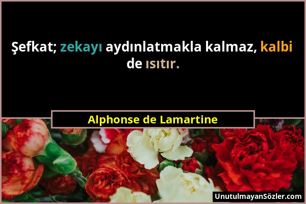 Alphonse de Lamartine - Şefkat; zekayı aydınlatmakla kalmaz, kalbi de ısıtır....