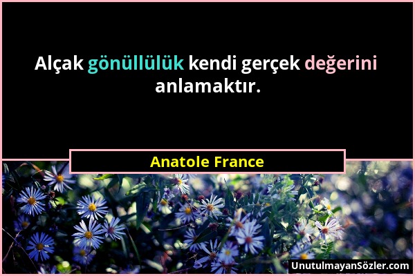 Anatole France - Alçak gönüllülük kendi gerçek değerini anlamaktır....