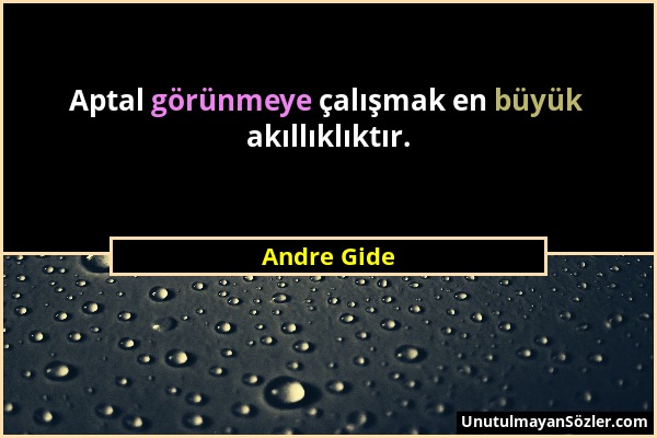 Andre Gide - Aptal görünmeye çalışmak en büyük akıllıklıktır....