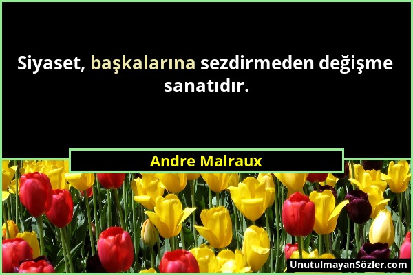 Andre Malraux - Siyaset, başkalarına sezdirmeden değişme sanatıdır....