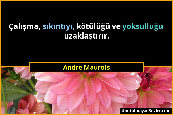 Andre Maurois - Çalışma, sıkıntıyı, kötülüğü ve yoksulluğu uzaklaştırır....