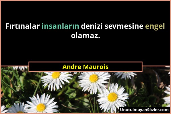 Andre Maurois - Fırtınalar insanların denizi sevmesine engel olamaz....