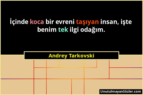 Andrey Tarkovski - İçinde koca bir evreni taşıyan insan, işte benim tek ilgi odağım....