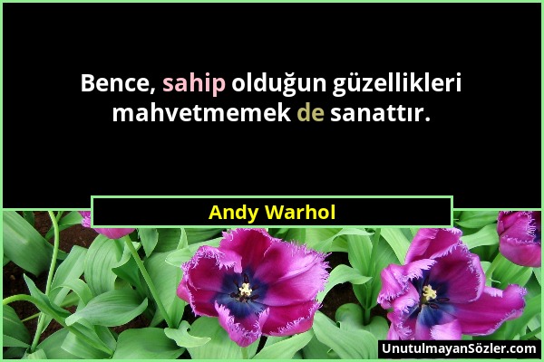 Andy Warhol - Bence, sahip olduğun güzellikleri mahvetmemek de sanattır....