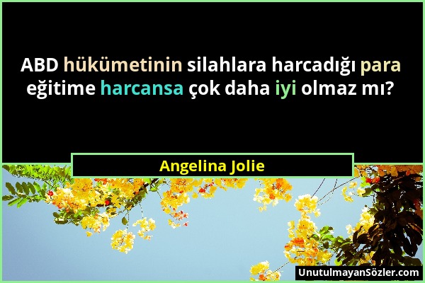 Angelina Jolie - ABD hükümetinin silahlara harcadığı para eğitime harcansa çok daha iyi olmaz mı?...