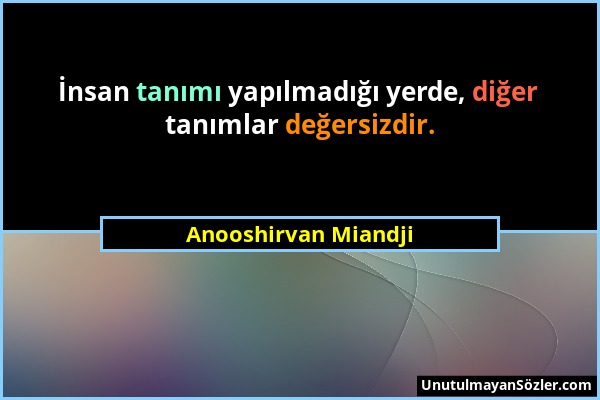 Anooshirvan Miandji - İnsan tanımı yapılmadığı yerde, diğer tanımlar değersizdir....