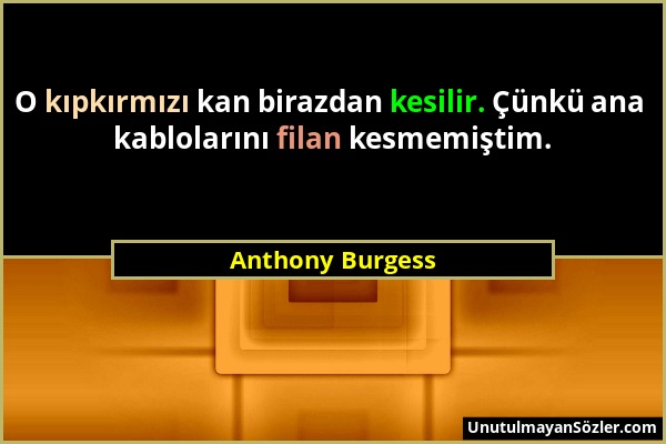 Anthony Burgess - O kıpkırmızı kan birazdan kesilir. Çünkü ana kablolarını filan kesmemiştim....