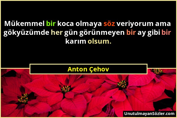 Anton Çehov - Mükemmel bir koca olmaya söz veriyorum ama gökyüzümde her gün görünmeyen bir ay gibi bir karım olsum....