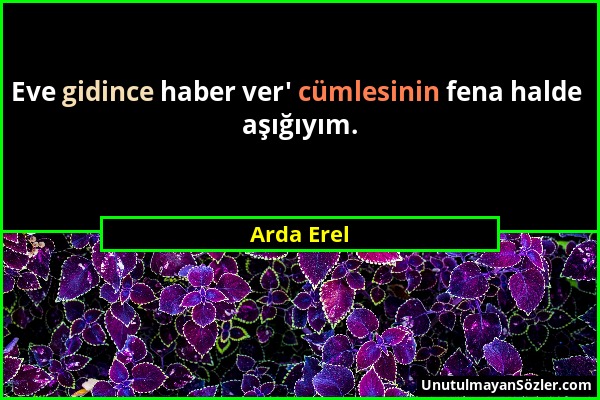 Arda Erel - Eve gidince haber ver' cümlesinin fena halde aşığıyım....