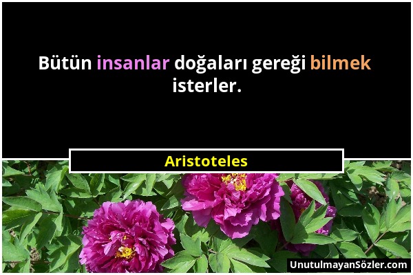 Aristoteles - Bütün insanlar doğaları gereği bilmek isterler....