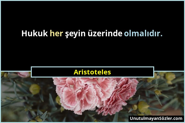 Aristoteles - Hukuk her şeyin üzerinde olmalıdır....