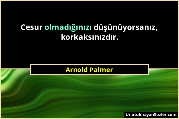 Arnold Palmer - Cesur olmadığınızı düşünüyorsanız, korkaksınızdır....