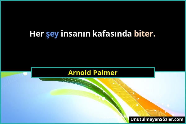 Arnold Palmer - Her şey insanın kafasında biter....