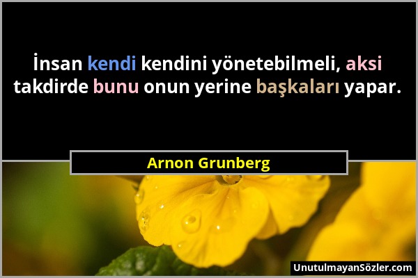 Arnon Grunberg - İnsan kendi kendini yönetebilmeli, aksi takdirde bunu onun yerine başkaları yapar....