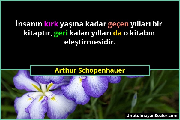 Arthur Schopenhauer - İnsanın kırk yaşına kadar geçen yılları bir kitaptır, geri kalan yılları da o kitabın eleştirmesidir....