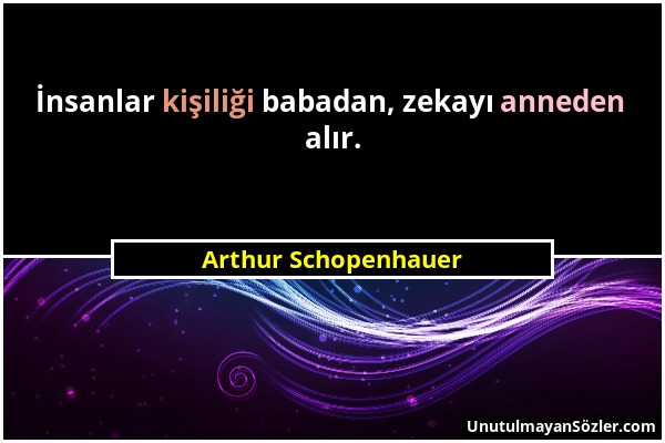 Arthur Schopenhauer - İnsanlar kişiliği babadan, zekayı anneden alır....
