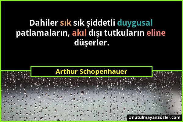 Arthur Schopenhauer - Dahiler sık sık şiddetli duygusal patlamaların, akıl dışı tutkuların eline düşerler....