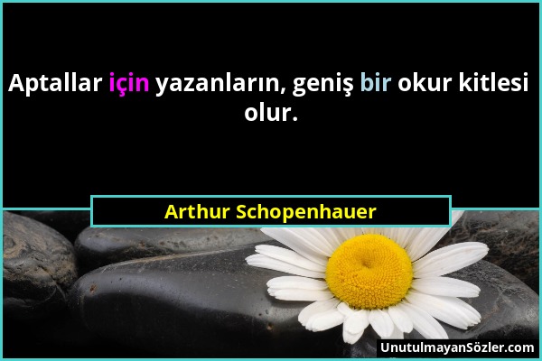 Arthur Schopenhauer - Aptallar için yazanların, geniş bir okur kitlesi olur....
