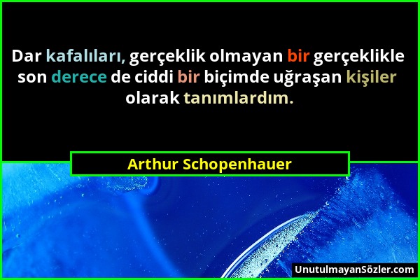 Arthur Schopenhauer - Dar kafalıları, gerçeklik olmayan bir gerçeklikle son derece de ciddi bir biçimde uğraşan kişiler olarak tanımlardım....
