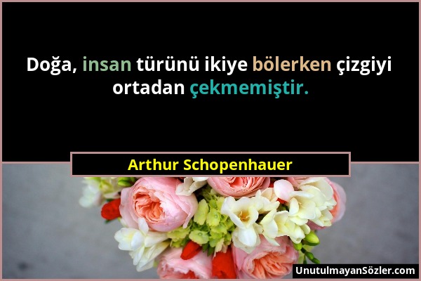 Arthur Schopenhauer - Doğa, insan türünü ikiye bölerken çizgiyi ortadan çekmemiştir....