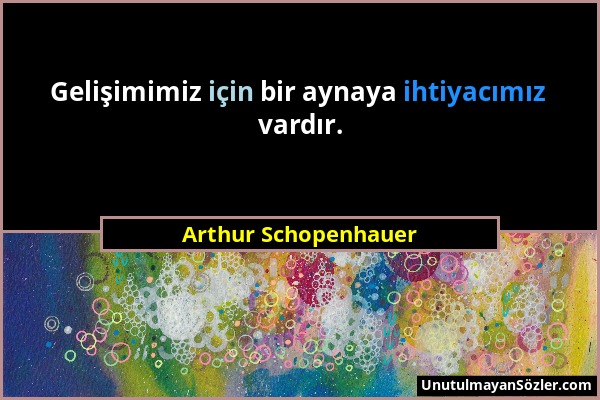 Arthur Schopenhauer - Gelişimimiz için bir aynaya ihtiyacımız vardır....