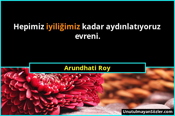 Arundhati Roy - Hepimiz iyiliğimiz kadar aydınlatıyoruz evreni....